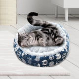 Maxbell cat Dog Bed Kitten Hut 45cm Round Plush for Indoor Cats Small Pets Blue Cat