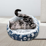 Maxbell cat Dog Bed Kitten Hut 45cm Round Plush for Indoor Cats Small Pets Blue Cat