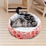 Maxbell cat Dog Bed Kitten Hut 45cm Round Plush for Indoor Cats Small Pets Pink Strawberry