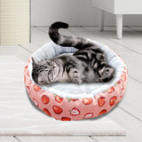 Maxbell cat Dog Bed Kitten Hut 45cm Round Plush for Indoor Cats Small Pets Pink Strawberry