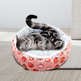 Maxbell cat Dog Bed Kitten Hut 45cm Round Plush for Indoor Cats Small Pets Pink Strawberry