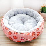 Maxbell cat Dog Bed Kitten Hut 45cm Round Plush for Indoor Cats Small Pets Pink Strawberry