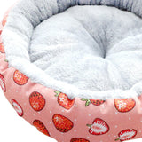 Maxbell cat Dog Bed Kitten Hut 45cm Round Plush for Indoor Cats Small Pets Pink Strawberry