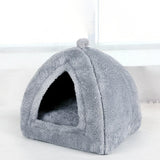 Maxbell Plush cave Bed Pet Bed Sleeping for Rabbits Small Animals Kitten Puppy Gray S