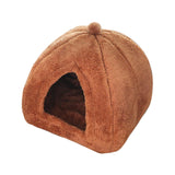 Maxbell Plush cave Bed Pet Bed Sleeping for Rabbits Small Animals Kitten Puppy Brown L