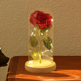 Maxbell Artificial Rose Flower with Glass Cover Decorative for Party Living Room