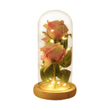 Maxbell Artificial Rose Flower with Glass Cover for Tabletop Dining Room Decoration