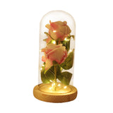 Maxbell Artificial Rose Flower with Glass Cover for Tabletop Dining Room Decoration