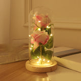 Maxbell Artificial Rose Flower with Glass Cover for Tabletop Dining Room Decoration