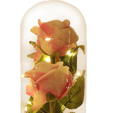 Maxbell Artificial Rose Flower with Glass Cover for Tabletop Dining Room Decoration