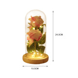 Maxbell Artificial Rose Flower with Glass Cover for Tabletop Dining Room Decoration