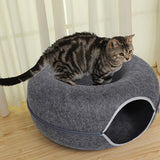 Maxbell Premium Felt Cave for Cat Removable House Zipper Scratch Resistant Tunnel Dark Gray