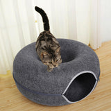 Maxbell Premium Felt Cave for Cat Removable House Zipper Scratch Resistant Tunnel Dark Gray