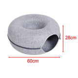 Maxbell Premium Felt Cave for Cat Removable House Zipper Scratch Resistant Tunnel Light Gray