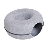 Maxbell Premium Felt Cave for Cat Removable House Zipper Scratch Resistant Tunnel Light Gray