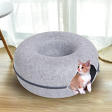 Maxbell Premium Felt Cave for Cat Removable House Zipper Scratch Resistant Tunnel Light Gray
