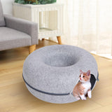 Maxbell Premium Felt Cave for Cat Removable House Zipper Scratch Resistant Tunnel Light Gray