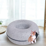 Maxbell Premium Felt Cave for Cat Removable House Zipper Scratch Resistant Tunnel Light Gray