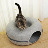 Maxbell Premium Felt Cave for Cat Removable House Zipper Scratch Resistant Tunnel Light Gray