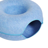 Maxbell Premium Felt Cave for Cat Removable House Zipper Scratch Resistant Tunnel Blue