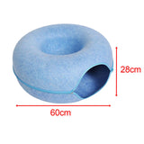 Maxbell Premium Felt Cave for Cat Removable House Zipper Scratch Resistant Tunnel Blue