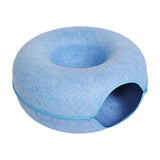 Maxbell Premium Felt Cave for Cat Removable House Zipper Scratch Resistant Tunnel Blue