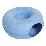 Maxbell Premium Felt Cave for Cat Removable House Zipper Scratch Resistant Tunnel Blue