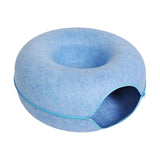 Maxbell Premium Felt Cave for Cat Removable House Zipper Scratch Resistant Tunnel Blue