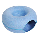 Maxbell Premium Felt Cave for Cat Removable House Zipper Scratch Resistant Tunnel Blue