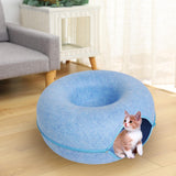 Maxbell Premium Felt Cave for Cat Removable House Zipper Scratch Resistant Tunnel Blue