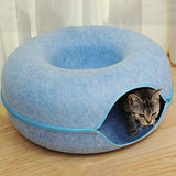 Maxbell Premium Felt Cave for Cat Removable House Zipper Scratch Resistant Tunnel Blue