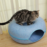 Maxbell Premium Felt Cave for Cat Removable House Zipper Scratch Resistant Tunnel Blue