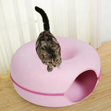 Maxbell Premium Felt Cave for Cat Removable House Zipper Scratch Resistant Tunnel Pink