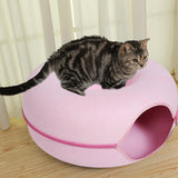 Maxbell Premium Felt Cave for Cat Removable House Zipper Scratch Resistant Tunnel Pink