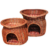 Maxbell Pet House with Removeable Cushion Rattan Woven Cat Bed for Indoor Cats/Dogs L