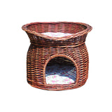 Maxbell Pet House with Removeable Cushion Rattan Woven Cat Bed for Indoor Cats/Dogs L