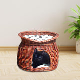 Maxbell Pet House with Removeable Cushion Rattan Woven Cat Bed for Indoor Cats/Dogs S