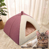 Maxbell Winter Pet Bed Nest Pet Tent with Mat Cave Bed Nonslip for Hedgehog Puppy Rose