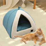 Maxbell Winter Pet Bed Nest Pet Tent with Mat Cave Bed Nonslip for Hedgehog Puppy Blue
