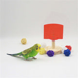 Maxbell Bird Toys Basketball Training Parrot Intelligence Toy Trick Prop Wooden Red