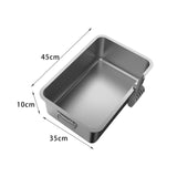 Maxbell Kitten Cat Litter Box Stainless Steel with Shovel Durable Semi Enclosed 45x35x10cm