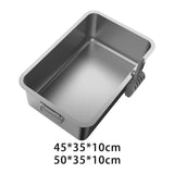 Maxbell Kitten Cat Litter Box Stainless Steel with Shovel Durable Semi Enclosed 45x35x10cm