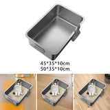 Maxbell Kitten Cat Litter Box Stainless Steel with Shovel Durable Semi Enclosed 45x35x10cm