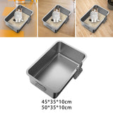 Maxbell Kitten Cat Litter Box Stainless Steel with Shovel Durable Semi Enclosed 45x35x10cm