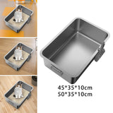 Maxbell Kitten Cat Litter Box Stainless Steel with Shovel Durable Semi Enclosed 45x35x10cm