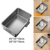Maxbell Kitten Cat Litter Box Stainless Steel with Shovel Durable Semi Enclosed 45x35x10cm