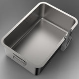 Maxbell Kitten Cat Litter Box Stainless Steel with Shovel Durable Semi Enclosed 45x35x10cm