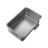 Maxbell Kitten Cat Litter Box Stainless Steel with Shovel Durable Semi Enclosed 50x35x10cm