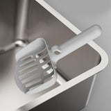 Maxbell Kitten Cat Litter Box Stainless Steel with Shovel Durable Semi Enclosed 50x35x10cm