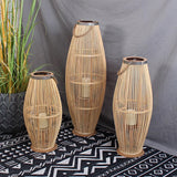 Maxbell Bamboo Hand Woven Lantern Candle Holder Wind Lamp for Wedding Indoor Decor